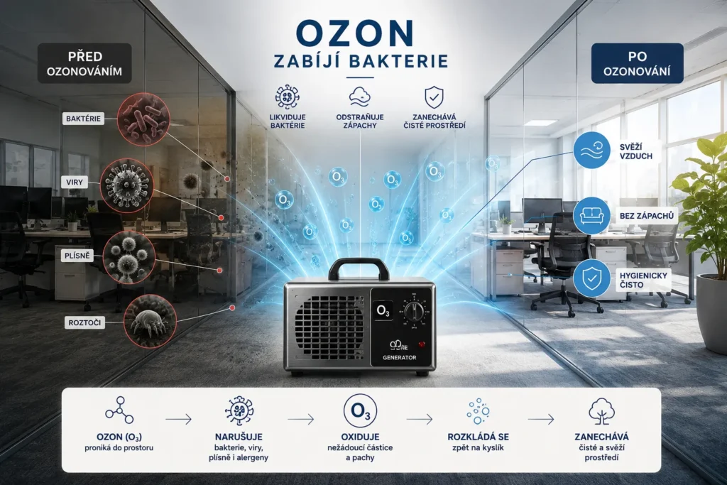 Ozonování a dezinfekce firemních prostor pomocí generátoru ozónu