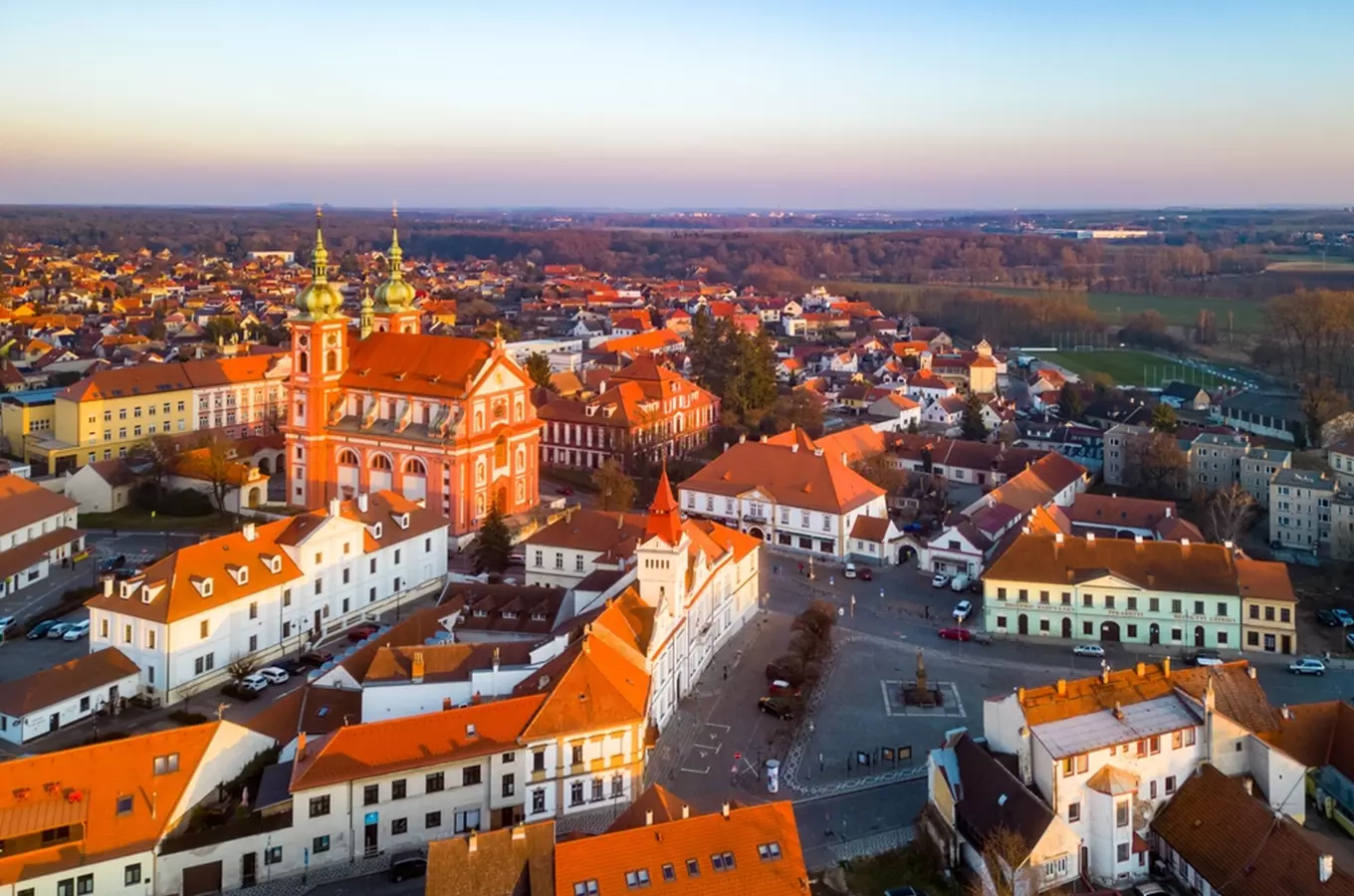 Letecký pohled na Brandýs nad Labem – lokalita pro čištění a tepování koberců